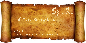 Szűcs Krisztina névjegykártya